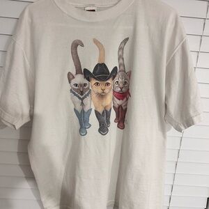 Vintage 90s Fruit of the Loom Cat Trio Cowboy T-Shirt